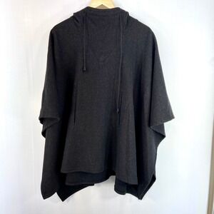 Harve Benard Charcoal Gray Wool Hooded Cape Poncho Womens XS